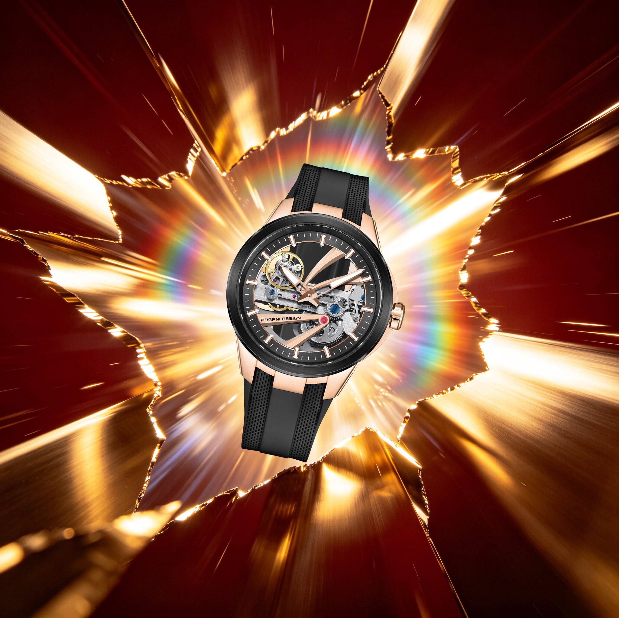 Luxury Watch All Black - PAGANI DESIGN Extraordinary Demeanor Men Mechanical