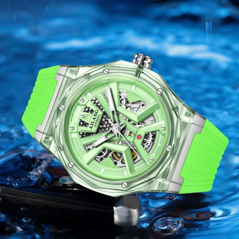 Luxury Watch Rubber Strap - AILANG Brand Sports Men Mechanical Watch