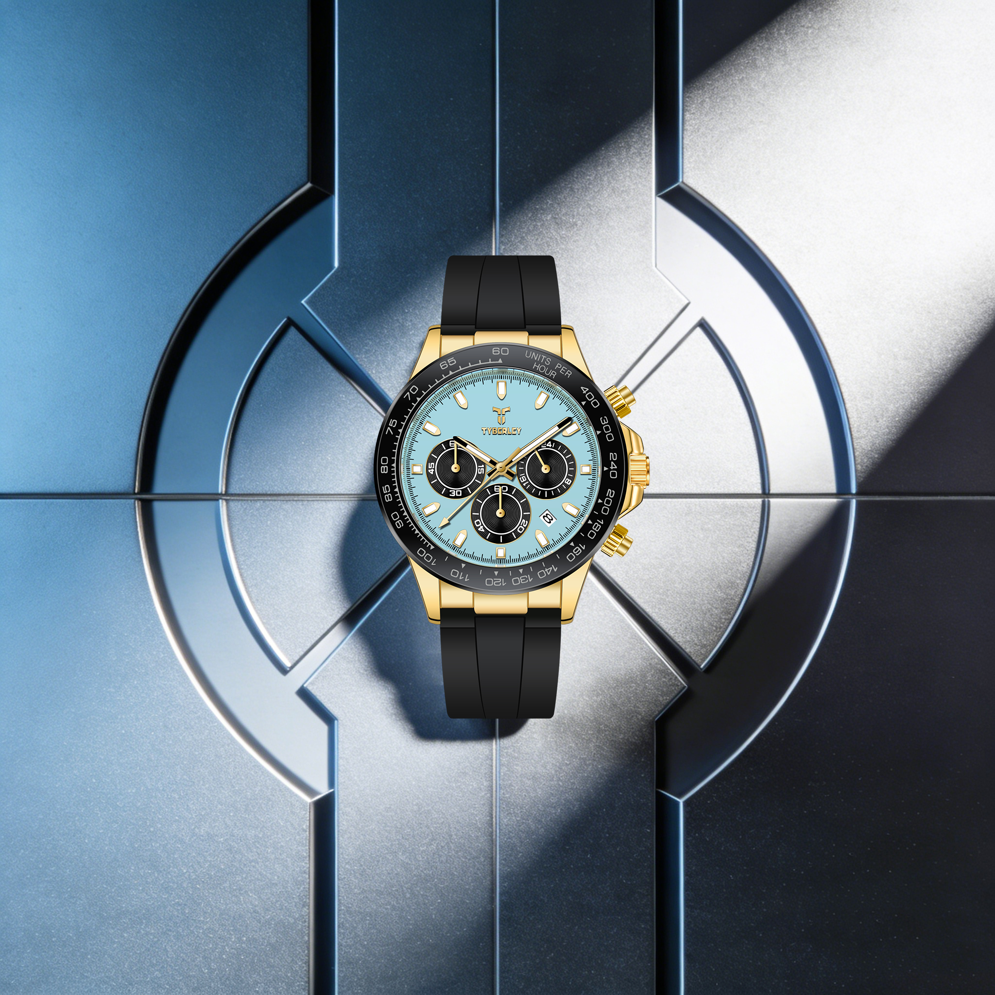 Luxury Watch Rubber Strap - TYBERLEY Sophisticated Elegance Men's Quartz Watch
