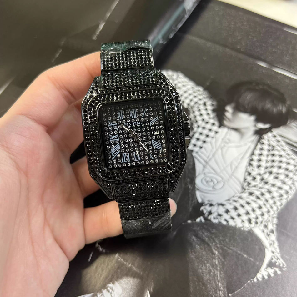 Luxury Watch All Black - Gold or black Watch Ice Out