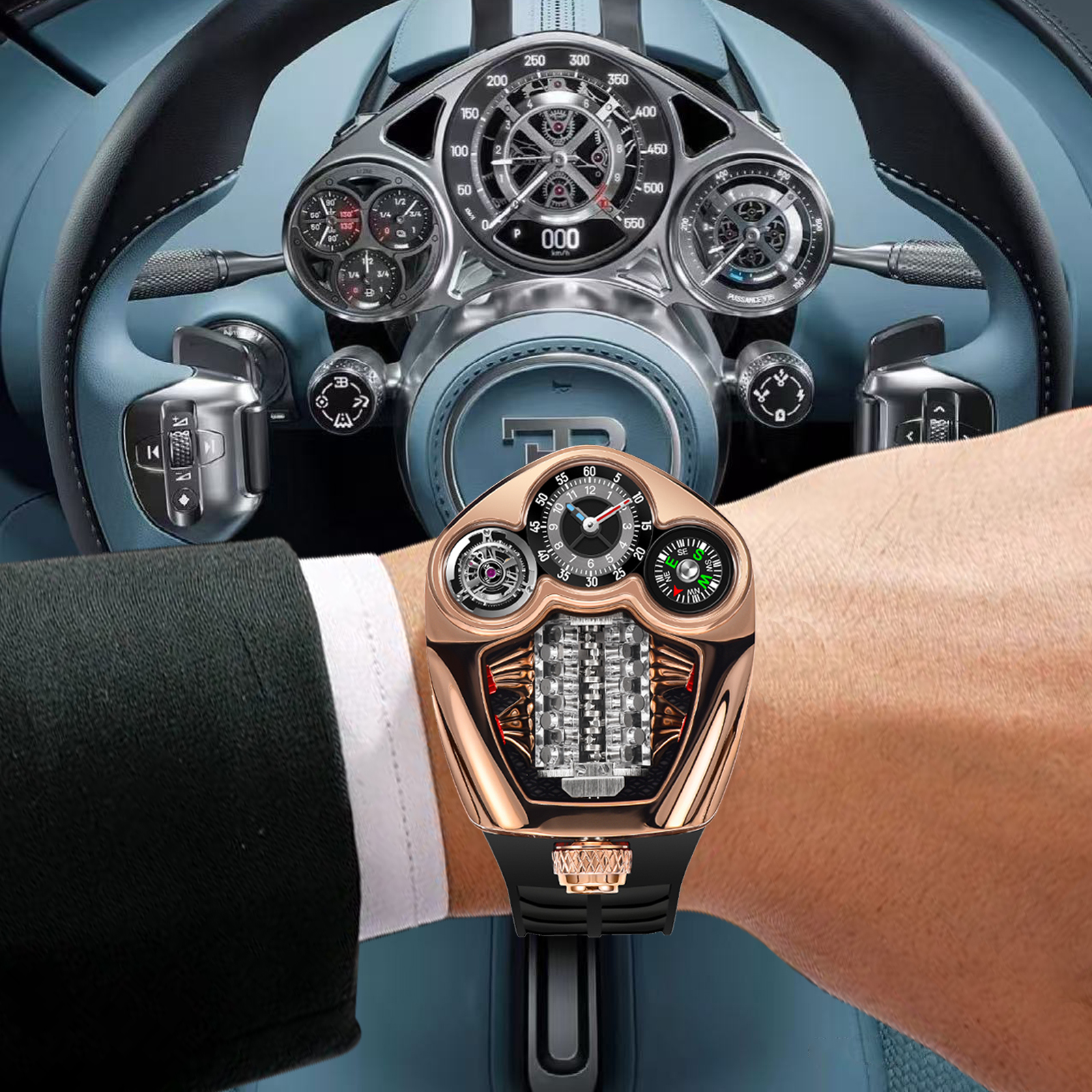 Compass Watch Luxury - PINDU Design NEW Engine Series Quartz