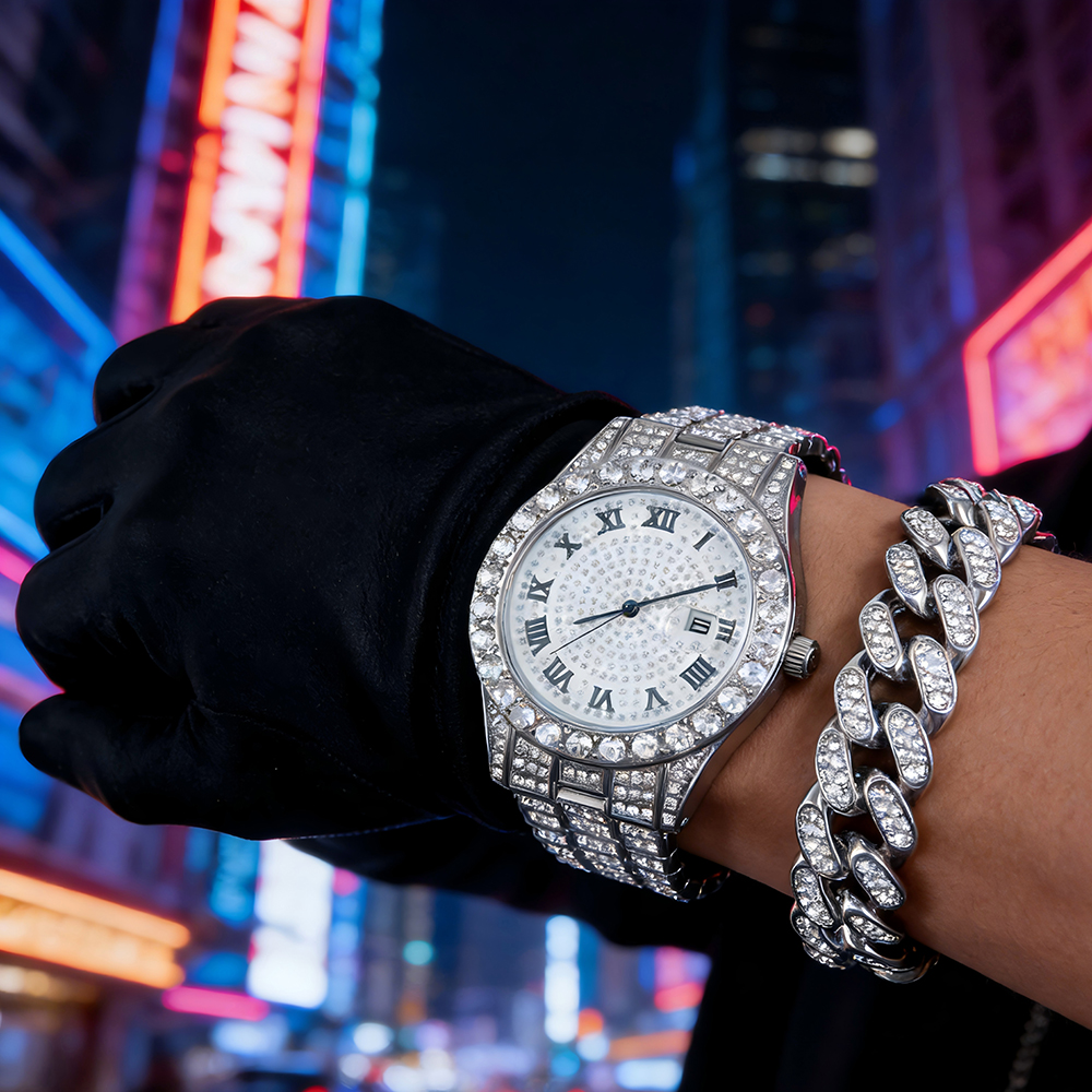 1 Hip-hop Full Diamond Silver  - Luxury Watch Life recensione e prezzo