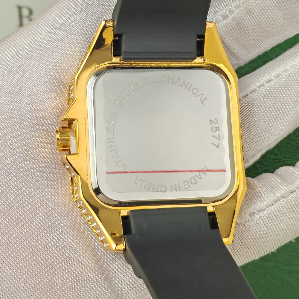 Hip Hop Iced Out Bling Square  - Luxury Watch Rubber Strap recensione e prezzo