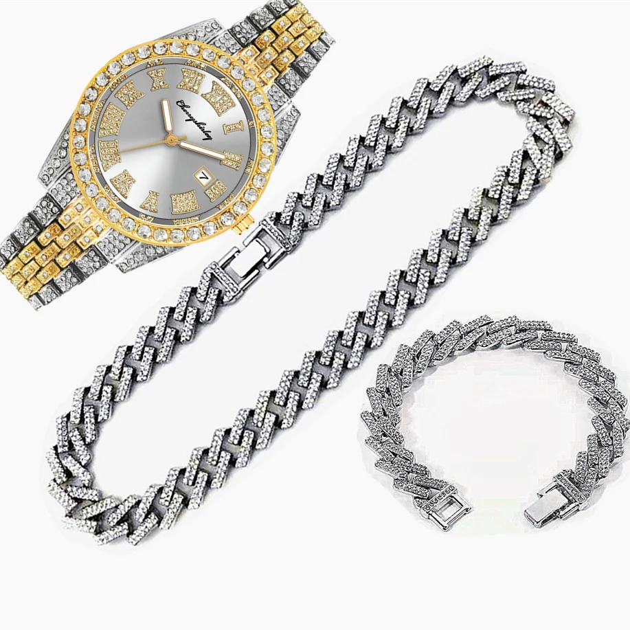3pcs Luxury Iced Out Watch for - Luxury Watch Miami recensione e prezzo