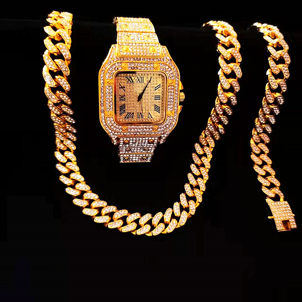 2pcs Iced Out Watch Necklace P - Luxury Watch Miami recensione e prezzo