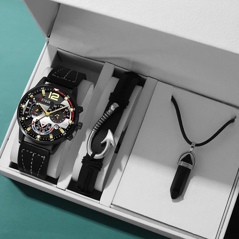 3PCS Set Fashion Mens Watches  - Luxury Watch All Black recensione e prezzo