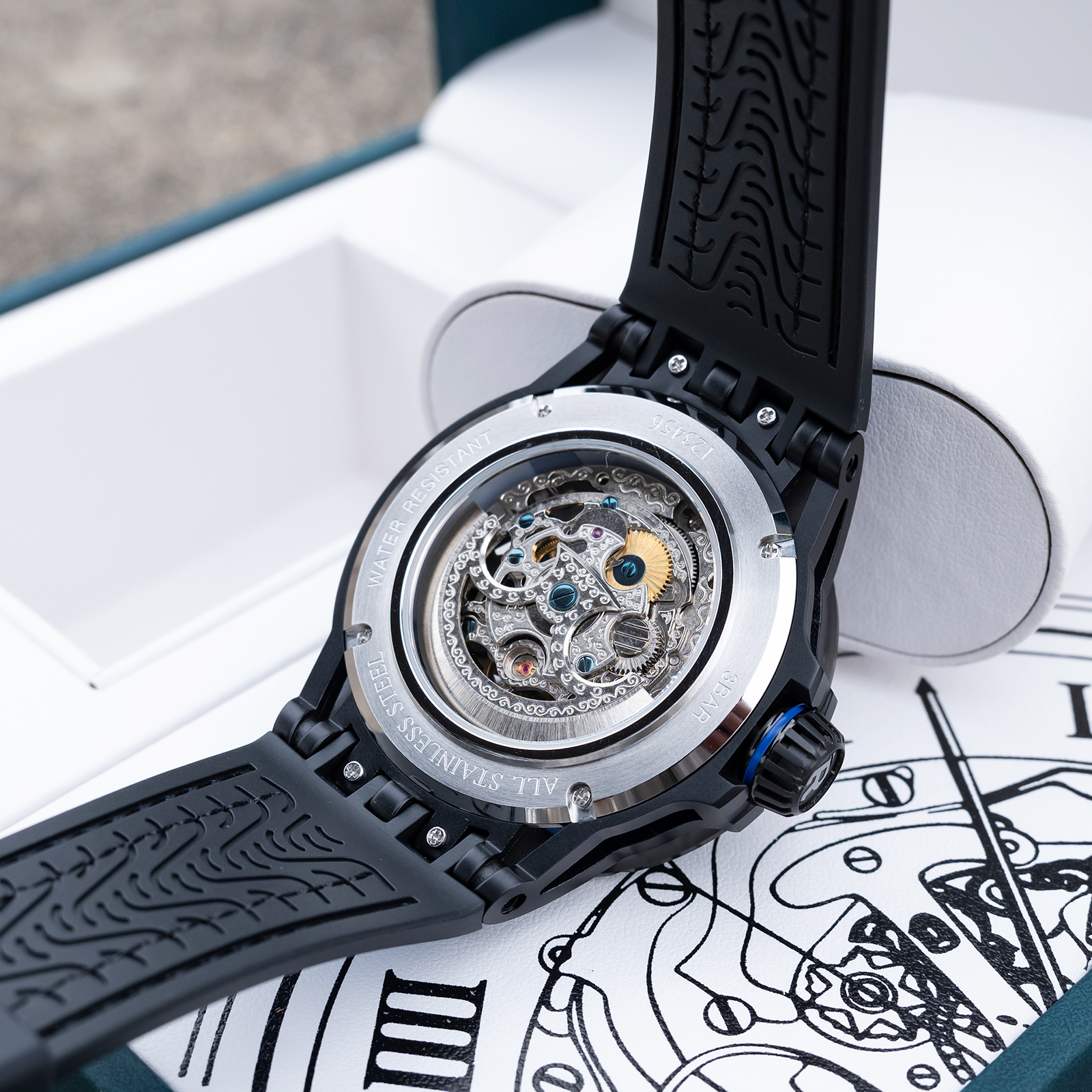 OBLVLO Mens Luxury Machinery S - Luxury Watch Rubber Strap recensione e prezzo