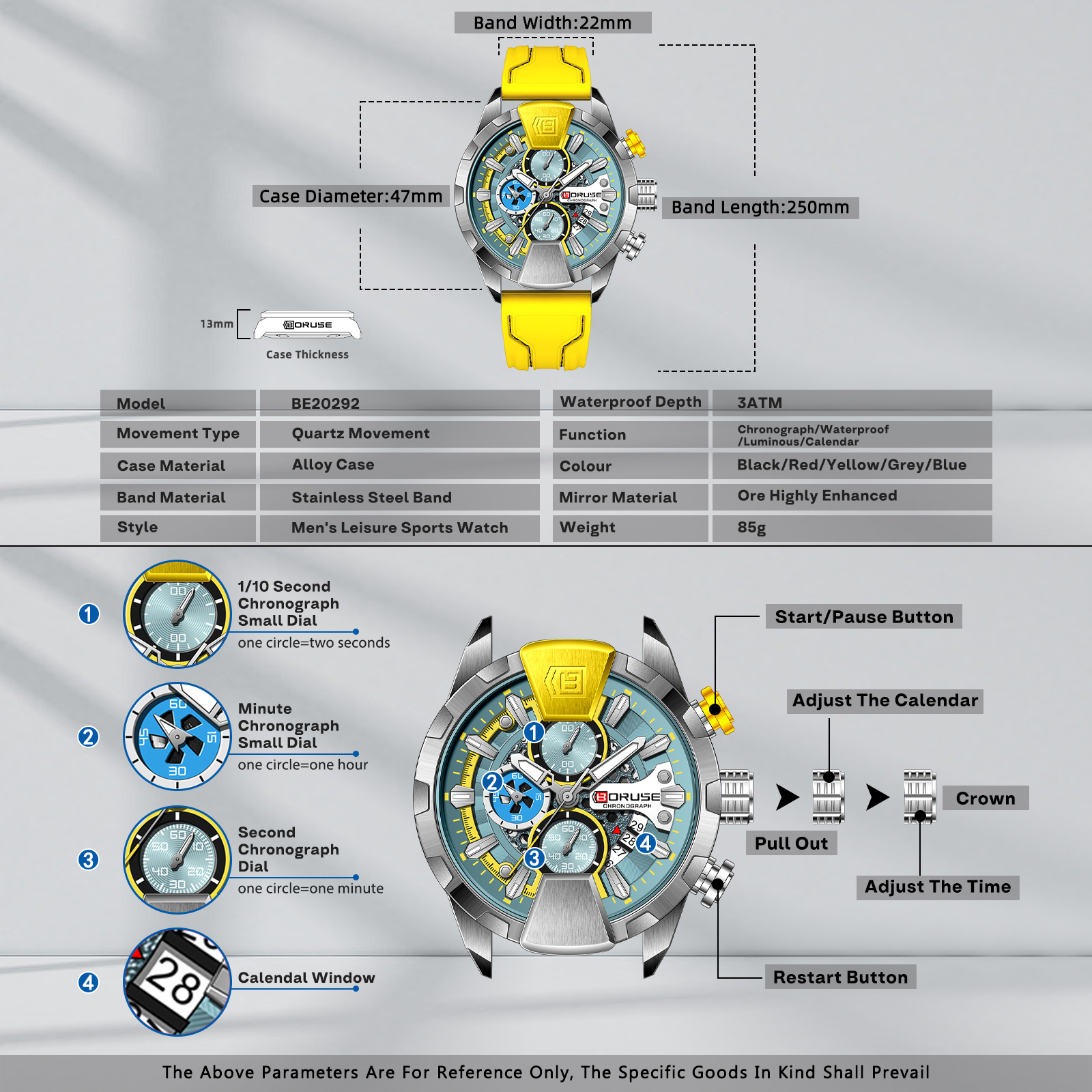 BORUSE Yellow Watches Men Wate - Luxury Watch It recensione e prezzo
