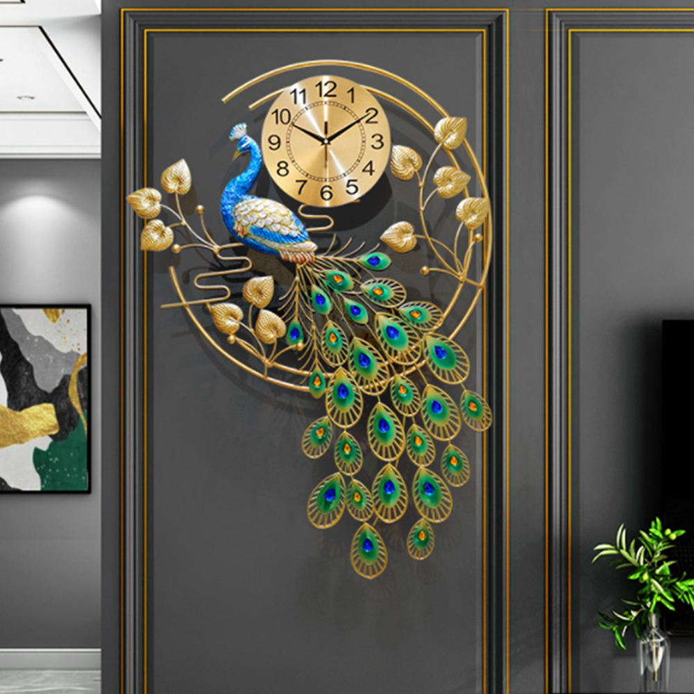 Peacock Art Wall Clock, Large  - Luxury Watch Wall Clock recensione e prezzo