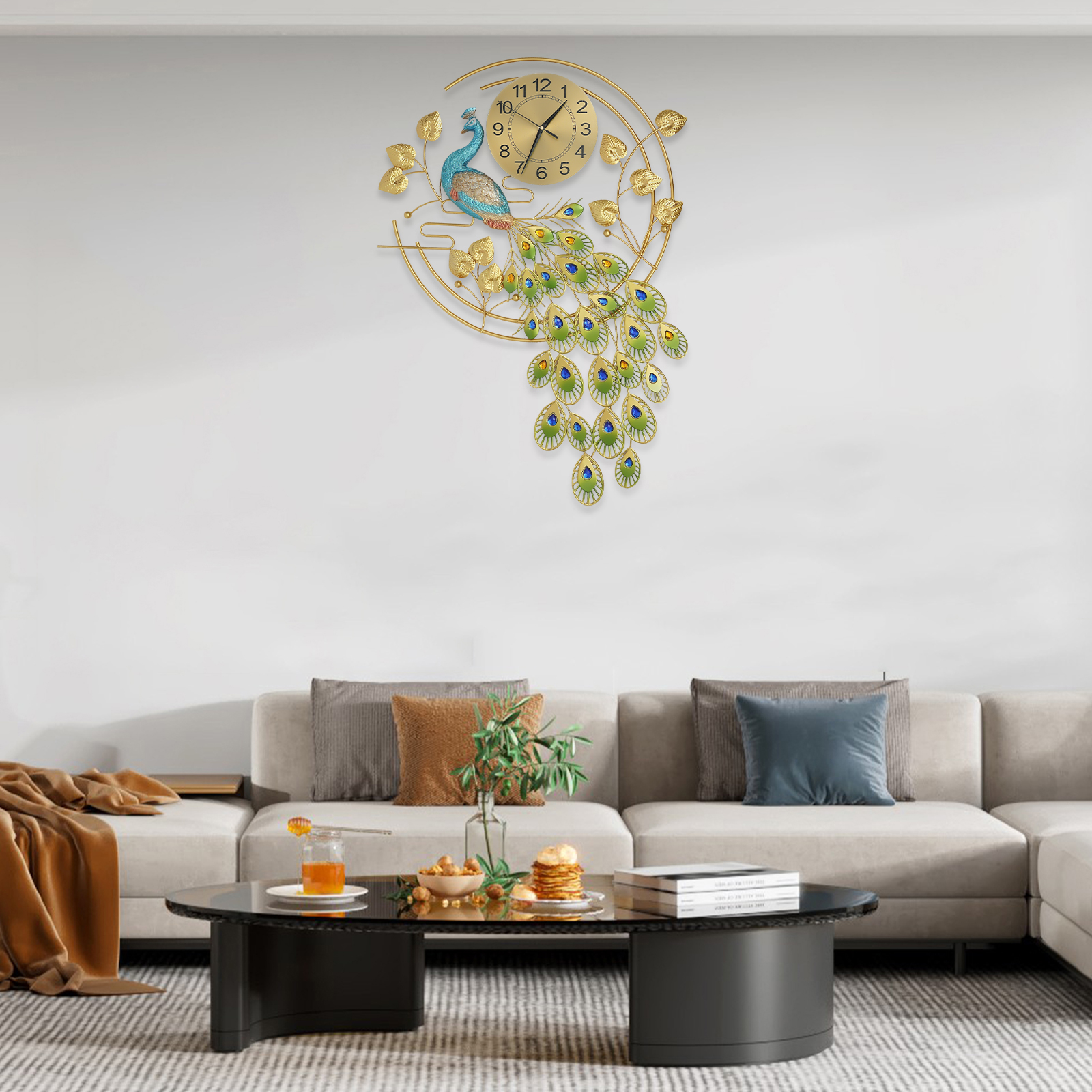Peacock Art Wall Clock, Large  - Luxury Watch Wall Clock recensione e prezzo