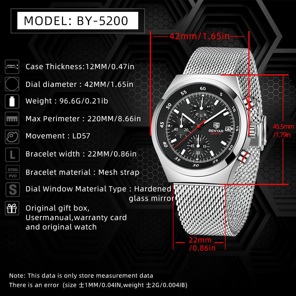 BENYAR Top Luxury Brand Men's  - Luxury Watch Design recensione e prezzo